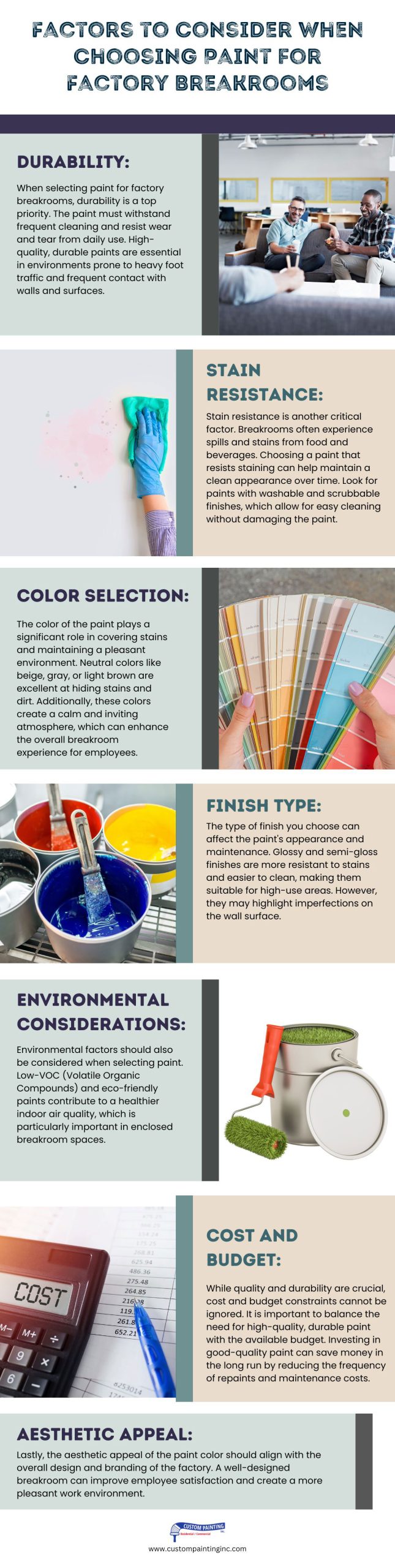 Infographic on Factors to Consider When Choosing Paint for Factory Breakrooms in Pleasanton