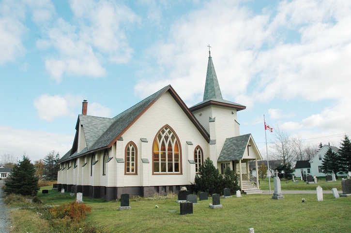 A church with fresh exterior paint