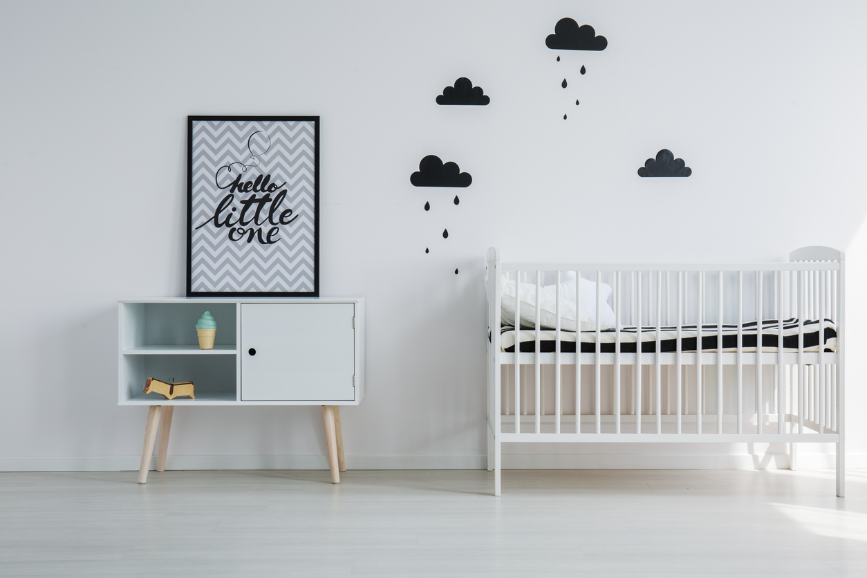 monochromatic nursery stencils in the Bay Area